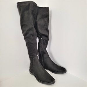 Zara Basic Over The Knee High Boots Size 8 US 38 EUR Faux Suede Black Mint